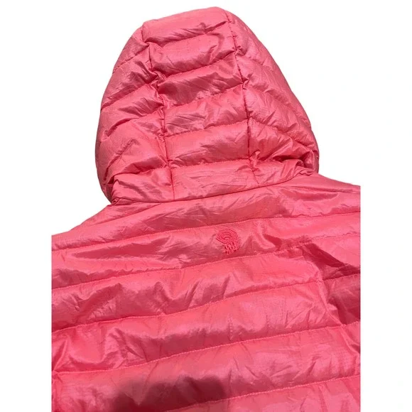 Mountain Hardwear Hooded Down Puffer Jacket Coral Pink Womens Lightweight Medium - Picture 7 of 8